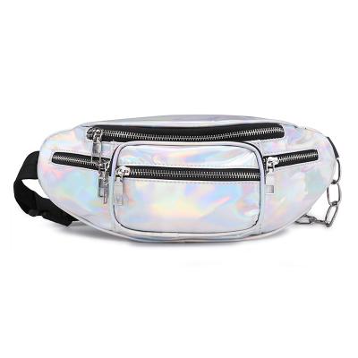 China Hot Selling 2020 Stock Holographic Waist Bag Laser Reflective Transparent PVC Water Proof Fanny Pack for sale