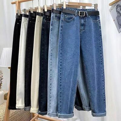 China Mixed Designs Manufacturing Factory Surplus Branded Labels Women's Denim Cotton Spandex Clothes Long Jeans Pants Stock Lot for sale