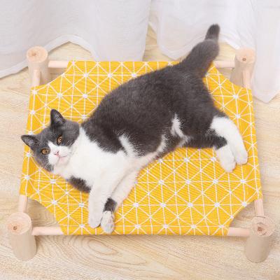 China Raised Wood Raised Detachable Breathable Cat Hammock Bed for sale