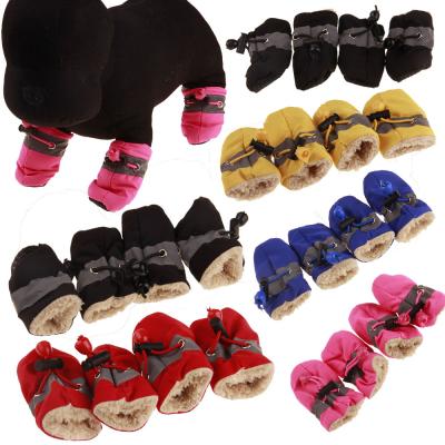 China Fashion Stocked Wholesale Dog Shoes Multiple Color Antiskid Winter Warm Dog Shoes for sale