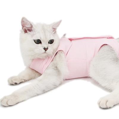 China Viable Cotton Anti Licking Cat Recovery Suit For Pet Material Cat Surgery Suit Clothes for sale