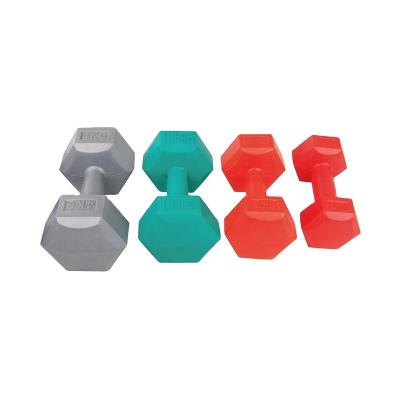 China Custom Logo Gym Weight Equipment Body Dumbbell Building Cement Hexagon Dumbbell Urethane Sponge Rising Dumbbell Type for sale