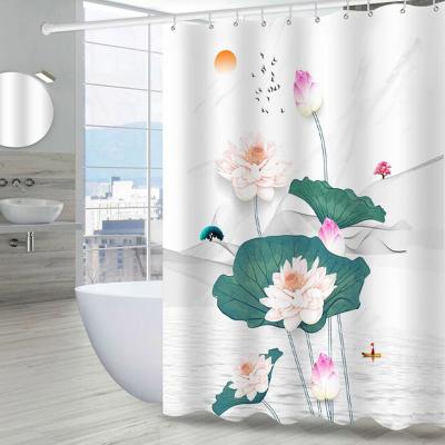 China Sustainable Colored Linen Fabric Mildew Proof Striping Tropical Shower Curtains for sale