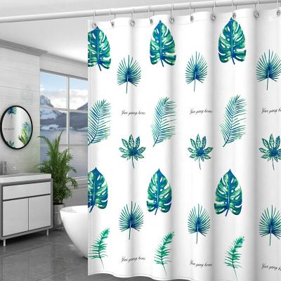 China Sustainable Creative Linen Fabric Rust Proof Liner Bathroom Shower Curtain Set for sale