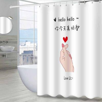 China Sustainable Standard Size Promotional Wholesale OEM Polyester Fabric Shower Curtain Set For Bathroom for sale