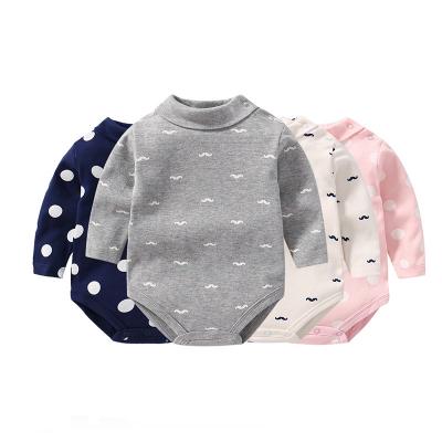 China Wholesale Soft Breathable 100% Cotton Long Sleeve And High Collar Newborn Baby Clothes Baby Romper Soft Spring Autumn Winter for sale