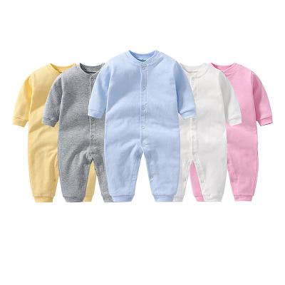 China Wholesale Newborn Baby 100% Soft Breathable Cotton Long Sleeves Clothes Soft Plain Overalls Rompers Baby Romper for sale