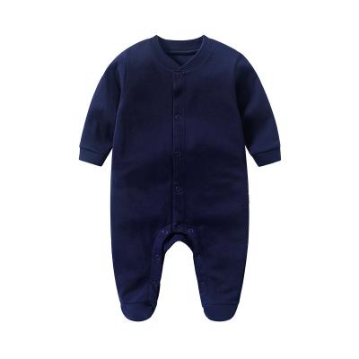 China Soft Breathable Wholesale 100% Cotton Newborn Baby Clothes Soft Knitted Baby Romper Single Spring Autumn Winter for sale