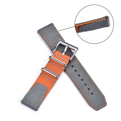 China Latest New Launch Canvas Stainsteel Buckle Steel Black Plated Premium Watch Band Replacement Embroidery Hole for sale