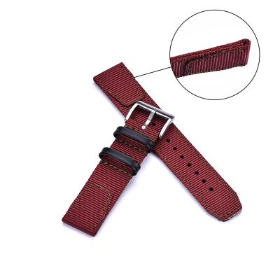 China Steel Black Plated Sailcloth Fabric Rings New Launch 2 Pcs Canvas Replacement Stainsteel Buckle Premium Leather Watch Band for sale