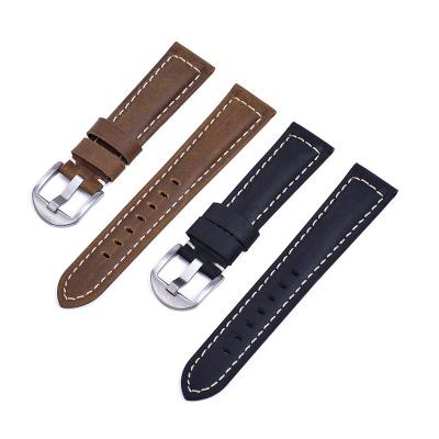 China Crazy Horse Breathable Leather Watch Bands With Quick Release Buckle Heavy Stainless Calfskin Leather Watchbands for sale