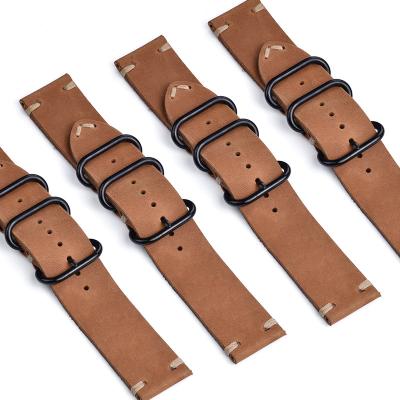 China Good Quality Vintage 2 Pcs Breathable Soft Breathable Zulu Buckles Apple Leather Watch Straps Bands for sale