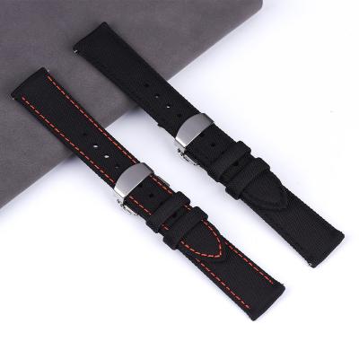 China Custom Made High Quality Butterfly Watch Band Fashion JUELONG Factory Canvas Strap Two Piece Watchband for sale