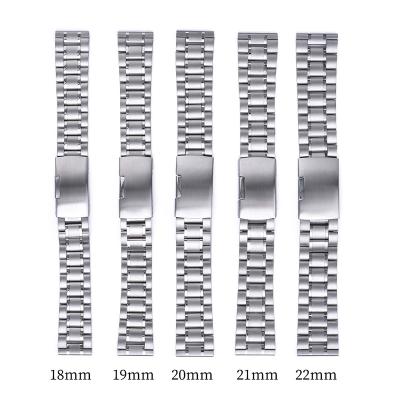 China JUELONG Stainless Steel Watch Band Strap 5 Pearl Stainless Steel Bracelet Strap Metal Adjustable Mental Watch Band for sale