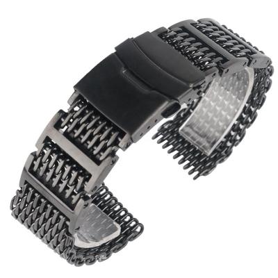 China JUELONG Shark Mesh Watch Band Metal Milanese Strap Metal Clasp Stainless Steel Adjustable Mesh Shark Watch Band Strap for sale