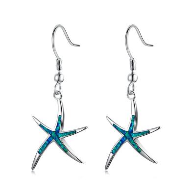 China 2021 CLASSIC Classic Opal Jewelry Hook Earrings Australian Popular Jewelry Wholesale Starfish Ocean Dangle Earrings Blue White Green for sale