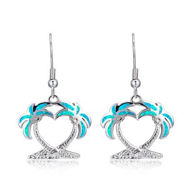 China New CLASSIC Lady Girl Gift S925 / Hawaii Brass Opal Tree Jewelry Hottest Luxury Silver Australian Cocos Hook Earrings Dangle Earrings for sale