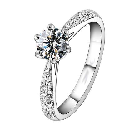 China Real Environmental Friendly 925 Sterling Silver Wedding Engagement Ring With Round Zircon For Women Size 6-9# for sale