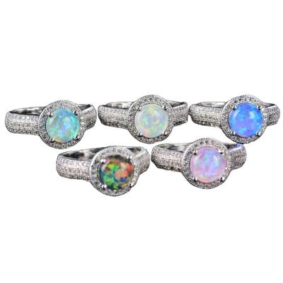 China Australia Opal Rings Women Wedding Bands Birthstone Anniversary Gifts Size 5-11# 925 Sterling Silver /Brass for sale