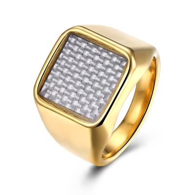 China Large Pattern Men's Ring Stainless Steel Gold Plating Flat Rings Woven By Classic Environmentally Friendly Titanium Steel Jewelry For Men's Size 7# 8# 9#10# for sale