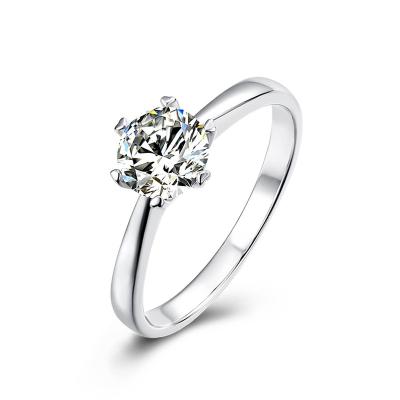 China CLASSIC 1 Carat 6.5mm Cheap Price Sterling 925 Moissanite Diamond Ring Round Brilliant Cut Moissanite Silver Ring for sale