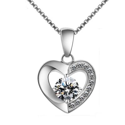 China " in fashion; Beat Heart" Love Design Zircon Pendant Silver / Brass Plated Birthday Girls for sale