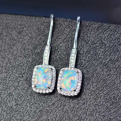 China Luxury Jewelry Set Multi Color Opal Silver /Brass Plated Pendant Ring Women Jewelry Set Earrings Birthday Gifts for sale