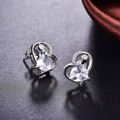 China Luxury Heart Design Jewelry Set Multi Color Silver / Brass Pendant Ring Jewelry Set Lover Gifts Girls Earrings for sale