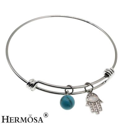 China Wholesale Vintage 925 Sterling Silver Hermosa Charm Bracelet Australia Fire Opal DIY Jewelry Making Adjustable Birthstone Bangle Bracelet for sale