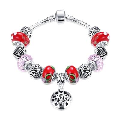 China Authentic Fashionable European DIY Murano de Hermosa Glass Bead 925 Sterling Silver Butterfly Charm Bracelet 20cm for sale