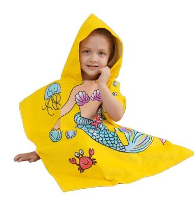 China Newest Selling Sustainable Hot Yellow 100% Cotton Baby Hooded Bath Towel For Kids for sale