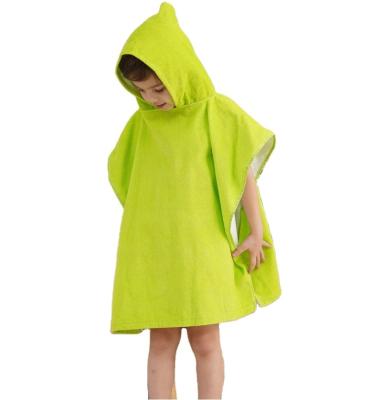 China Sustainable Manufacturers Direct Sell Green Soft 100% Cotton Baby Bath Towel Bathrobe For Kids for sale