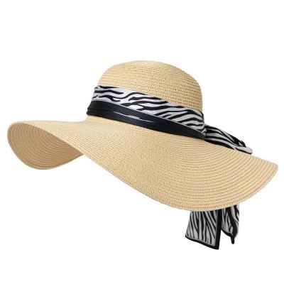 China Wide Brim Beach Hat Adults Women Sun Summer Paper Straw Hat Wholesale High End Eco-friendly Material for sale