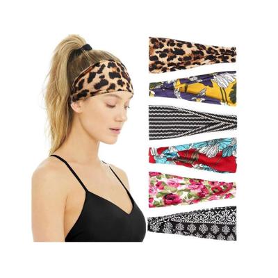 China Fashionable Custom Design Logo Polyester Microfiber Elastic Headband Stretch Headband Outdoor Sports Headband for sale