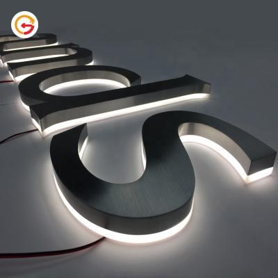 China Buildings JAGUARSIGN Manufacturer Supply Custom Brushed Stainless Steel Return Track Letters Halo Lit Letters for sale