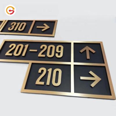 China Custom brass long lasting easy installation hotel room door JAGUARSIGN plaque engrave brass house number license plate factory supply for sale