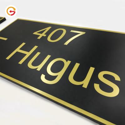 China Europe JAGUARSIGN Custom Building Address Decorative Metal Etched Aluminum Plates Door Number Plate Manufacturing Supply for sale