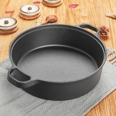 China Vegetable Oil Viable Coating Pot Metal Plate Stove Baking Cast Iron Pan Domestic Pancake Pan Cast Iron Cookware 30cm 32cm for sale