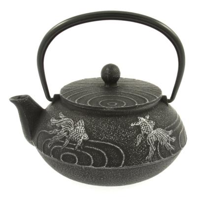 China Viable Japanese Iron Teapot Tetsubin Gold and Black Goldfish for sale