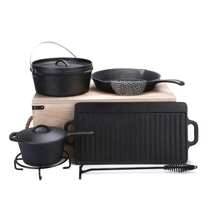 China Sustainable Wholesale Heavy Duty Cast Iron Camping Cookware for sale