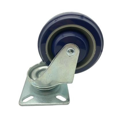 China swivel & Rigid Blue Rubber Caster Wheel 4 Inch Stainless Steel Oven Car Caster Trolley High Temperature Baking Caster Wheels for sale