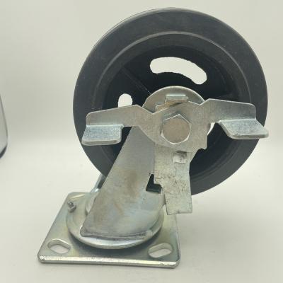 China 6inch Flat Surface Iron Core Removable Wheel Other Brakes Stainless Steel High Rigidity Industrial Caster Wheel for sale