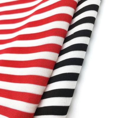 China Double faced soft knitted yarn dyed stripe rayon spandex fabric for summer tank top and T-shirt spring dress sportswear for sale