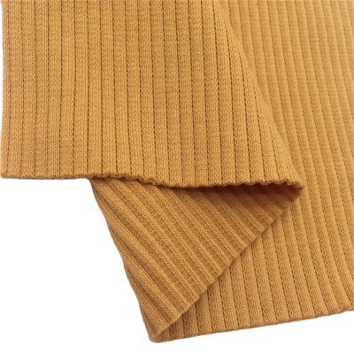 China YI ZHE 97% Cotton 3% Spandex Plain Dyed 5x4 Knit Cotton Rib Fabric, Cotton Spandex Rib Knitted Fabric for sale