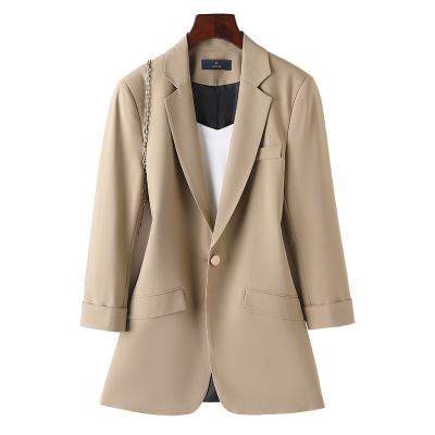 China Spring Autumn Slim Fit Women Formal Jackets Windproof Office Work Suit Jacket Women Open Front Notched Ladies Blazer Coat for sale