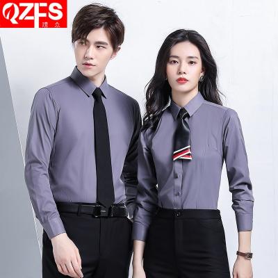 China Viable men and women's clothing of the same employees interview sleeved long paragraph temperament shirt spring and autumn work Korean blouse for sale