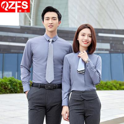 China Anti-pilling white shirt male and female long-sleeved the same high-end temperament plus size professional evening wear blouse for sale