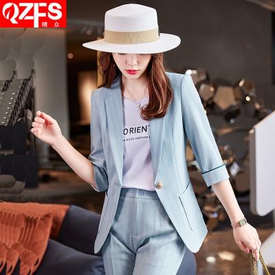 China Anti Wrinkle To Shedding Button Blazer Elegant Woman Simple Coats No Anti Wrinkle Three Quarter Women Office Suit for sale