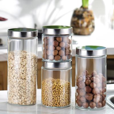 China Freshness Preservation Wholesale Iron Cover Spice Storage Cheap High Quality Transparent Glass Stainless Bottles And Jars for sale