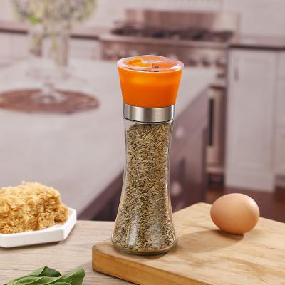 China Cheap Viable Manual Salt Pepper Mill Jar Glass Pepper Grinder Bottle With Lid for sale